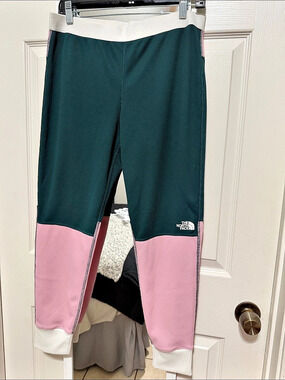 The North Face Color Block Leggings Green & Pink Size Medium Like New